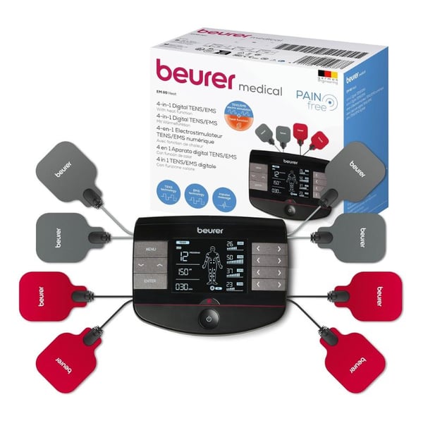 Électrostimulateur numérique avec fonction chauffante - 8 électrodes BEURER EM-89 (TENS et EMS). Technologie de pointe et confort